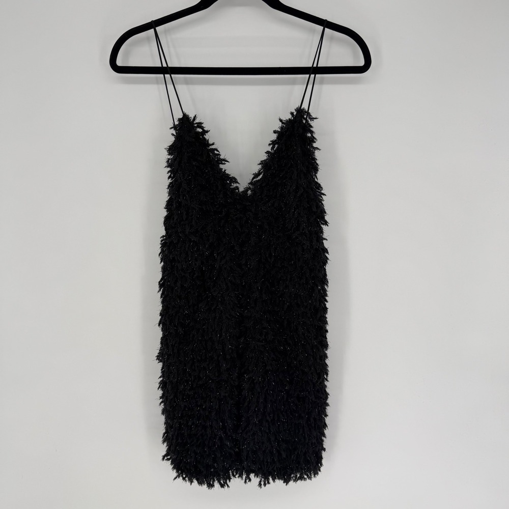 FOR LOVE & LEMONS KAMARA MINI DRESS BLACK METALLIC SMALL NWT EDGY GLAM STATEMENT